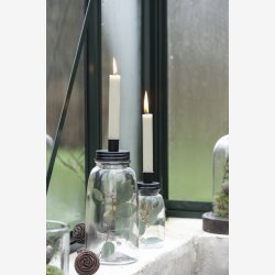 Glas stage til kertelys sort zink