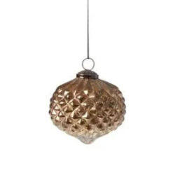 Julekugle i glas. Antik messing. D 12 cm