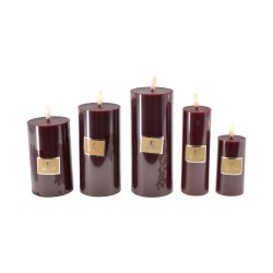 LED lys, statisk flamme, bordeaux. H 15 cm