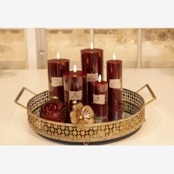 LED lys, statisk flamme, bordeaux. H 15 cm