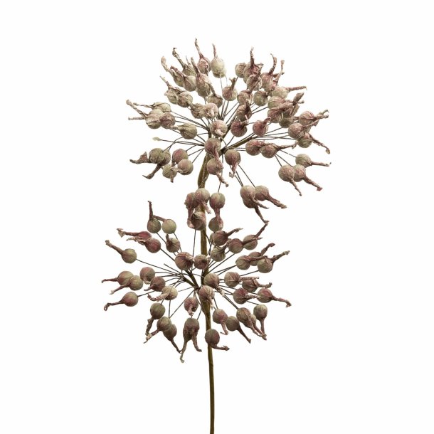 Evigheds/ kunstig blomst med to grene og to blomster, grn/brun