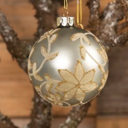 Julekugle med blomster, sart grn