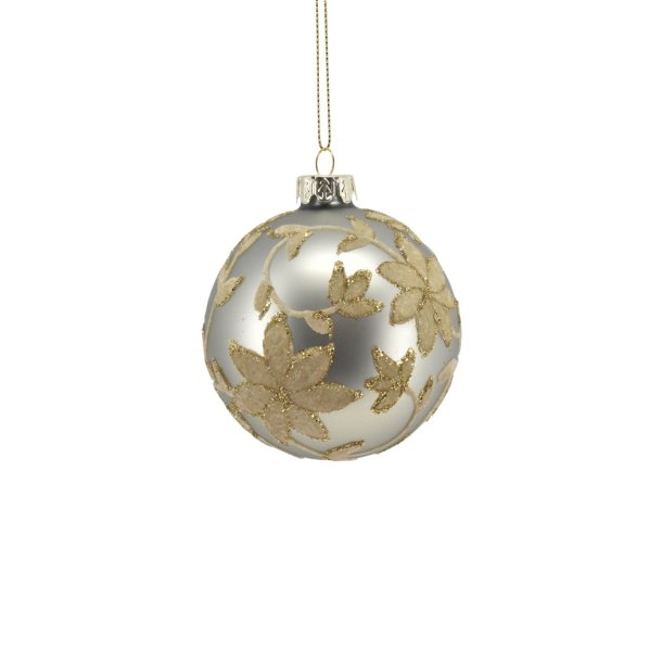 Julekugle med blomster, sart grn