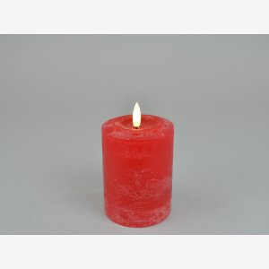 Rustik LED bloklys m/timer. Rd, 7,6x10 cm