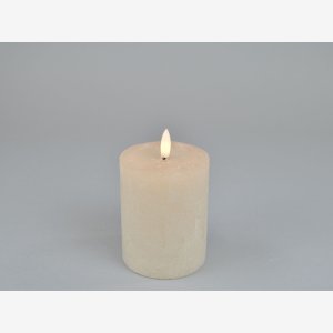 Rustik LED bloklys m/timer. Beige, 7,6x10 cm