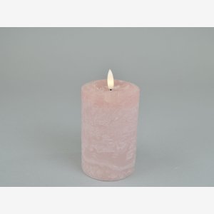 Rustik LED bloklys m/timer. Sart rosa. 7,6x12 cm
