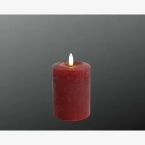 Rustik LED bloklys m/timer. Burgundy, 7,6x10 cm