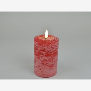 Rustik LED bloklys m/timer. Rd, 7,6x12 cm