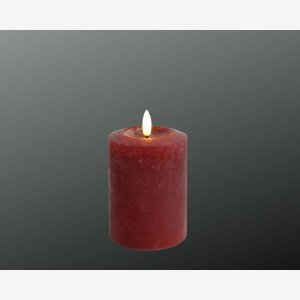 Rustik LED bloklys, Burgundy, 7,6x12 cm