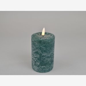 LED Bloklys med timer. Petrol, 7,6x12 cm