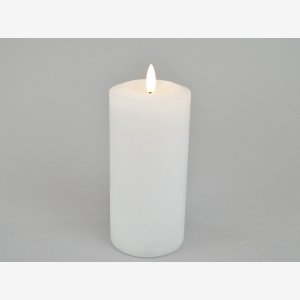 LED bloklys med timer. Cream. 7,6x16 cm