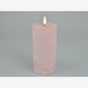 Rustik LED bloklys m/timer. Sart Rosa, 7,6x16 cm