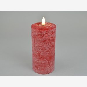 Rustik LED bloklys m/timer. Rd, 7,6x16 cm