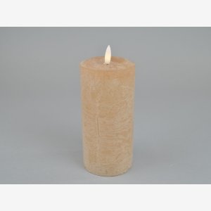 Rustik LED bloklys m/timer. Kaffe, 7,6x16 cm