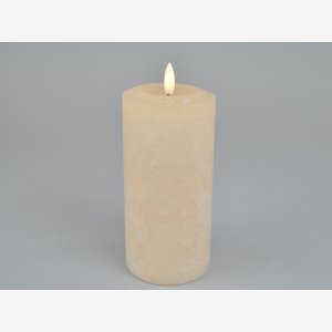 Rustik LED bloklys m/timer. Beige. 7,6x16 cm