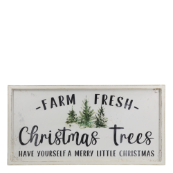 Farm fresh christmas trees, skilt. H30,5/L61/B2,5 cm antique hvid
