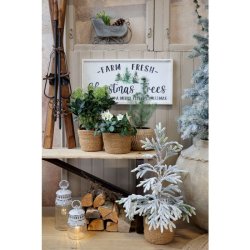 Farm fresh christmas trees, skilt. H30,5/L61/B2,5 cm antique hvid