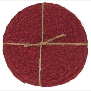 Dkkeservietter til glas i 100% jute. Rd