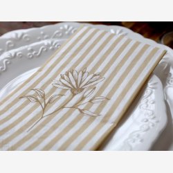 Serviet m. striber & blomster, Honning