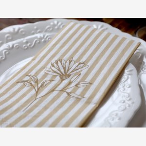 Serviet m. striber & blomster, Honning