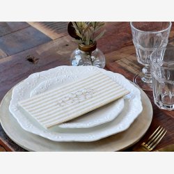 Serviet m. striber & blomster, Honning