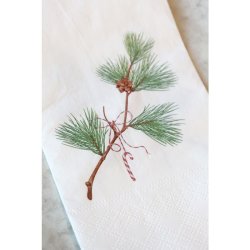 Serviet m. julmotiv, fyrgren med julestok