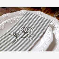 Chic Antique Serviet m. striber &amp; blomster, grn