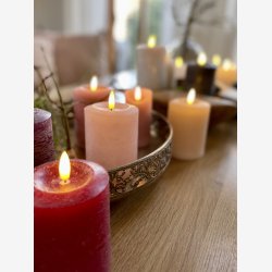 Rustik LED bloklys, Burgundy, 7,6x12 cm