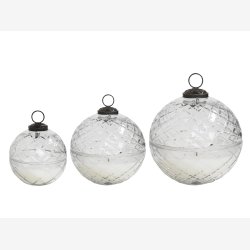 Glas Kugle m. stearin og diamantudskring , stor