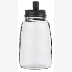 Glas stage til kertelys sort zink