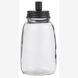 Glas stage til kertelys sort zink