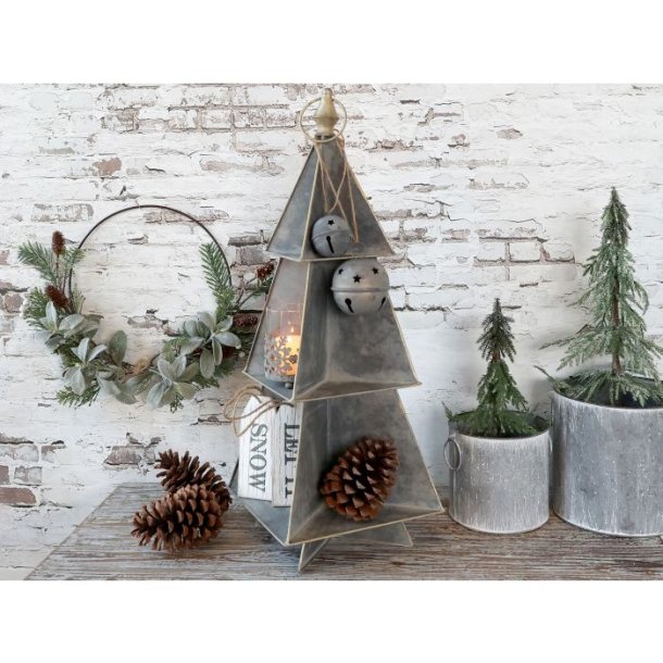 Smuk opsats Juletr i antique zink