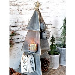 Smuk opsats Juletr i antique zink