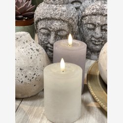 LED bloklys med timer. Cream. 7,6x12 cm