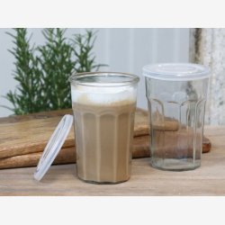Chic Antique fransk latte glas med riller