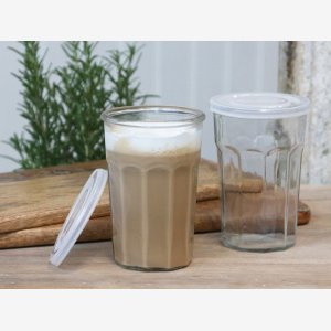 Chic Antique fransk latte glas med riller
