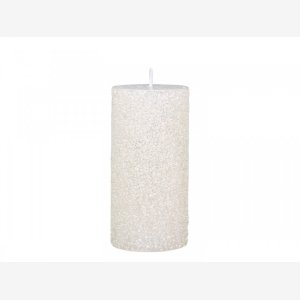 Rustik Creme bloklys med glimmer. 35 timer, Hvid