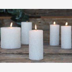 Rustik Creme bloklys med glimmer. 35 timer, Hvid