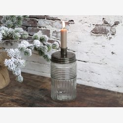 Chic Antique, Lysestage p glaskrukke med vandrette linjer