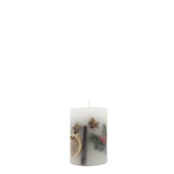 Bloklys m. julekrydderier, H10/7 cm hvid