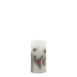 Bloklys m. julekrydderier, H14/7 cm hvid 