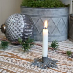 Lysestage snefnug til kertelys. H1,7/7 cm antique zink