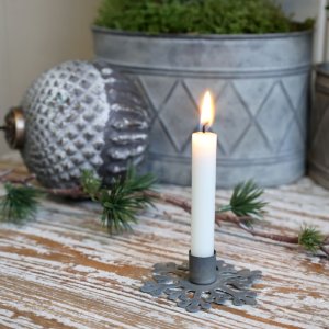 Lysestage snefnug til kertelys. H1,7/7 cm antique zink