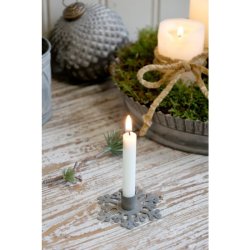 Lysestage snefnug til kertelys. H1,7/7 cm antique zink