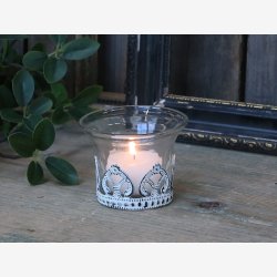 Fyrfadsstage m. creme dekor