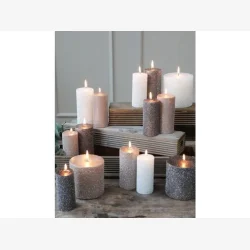 Rustik Creme bloklys med glimmer. 68 timer, Mocca