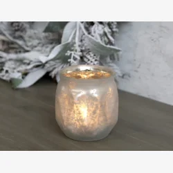 Chic Antique Fyrfadsstage, Antique hvid. H 9.  7,5 cm