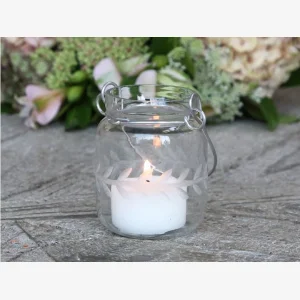 Chic Antique Fyrfadsstage med ranke og hank. Klar glas