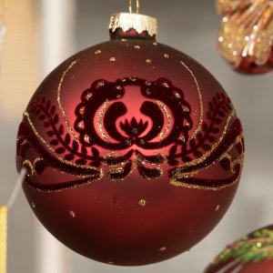 La Vida julekugle med bordeaux velour tryk