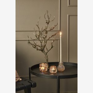 Fyrfadsstage. Lys rosa med marmor effekt.